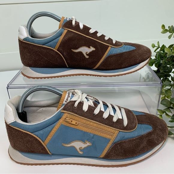 kangaROOS Shoes - KangaROOS Women’s Lotus SD Vintage Retro Sneaker Brown Blue  Size 10